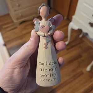 October Angel Figurine – Cream with Pink and Gray Accents